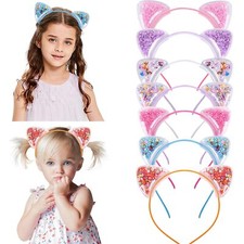 ZIRICHER Cat Ears Headband For Girls, Transparent Quicksand headband