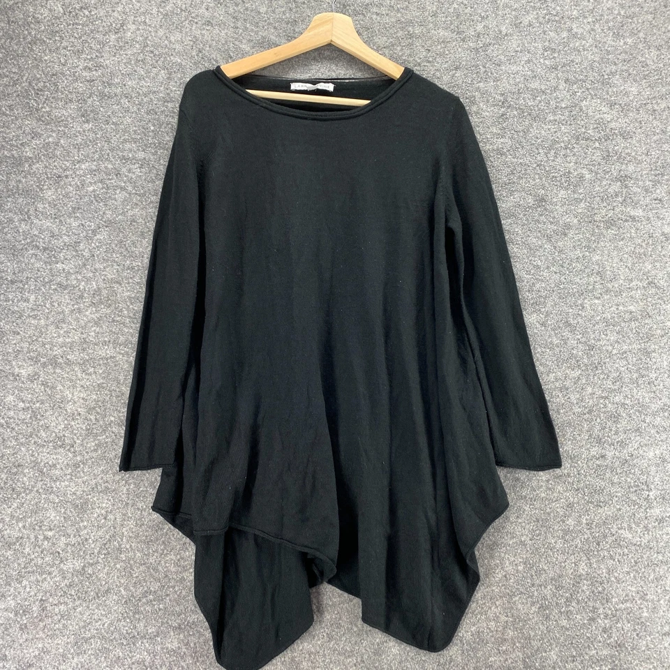 Suéter pulôver feminino Larry Levine M médio preto manga longa gola redonda malha - Imagem 3 de 4