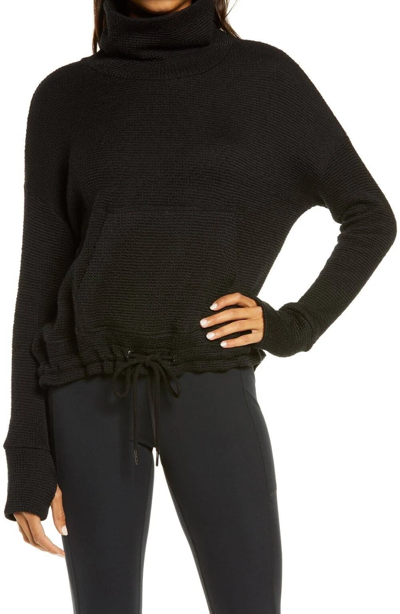 Sweaty Betty Black Restful Boucle Kangaroo Pocket Cowl Neck