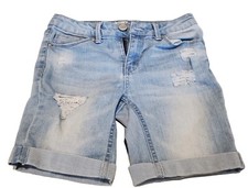 Girl's Size Mudd Belted Denim Jean Shorts Light Wash Adjustable Waist Size 10