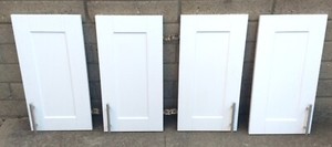 Set 4 Kitchen White Granite Cabinet Doors W/Metal Handles
