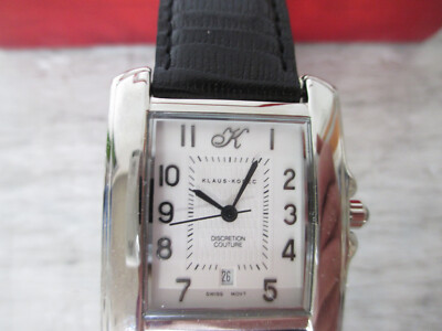Women's KLAUS KOBEC Discretion Couture Black Leather Band, Quartz