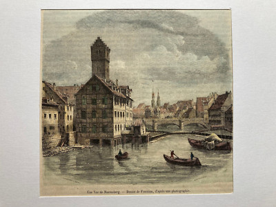 Une Vue de Nuremberg - Ansicht von Nürnberg (Dessin de Freeman) Kunstdruck 15x15