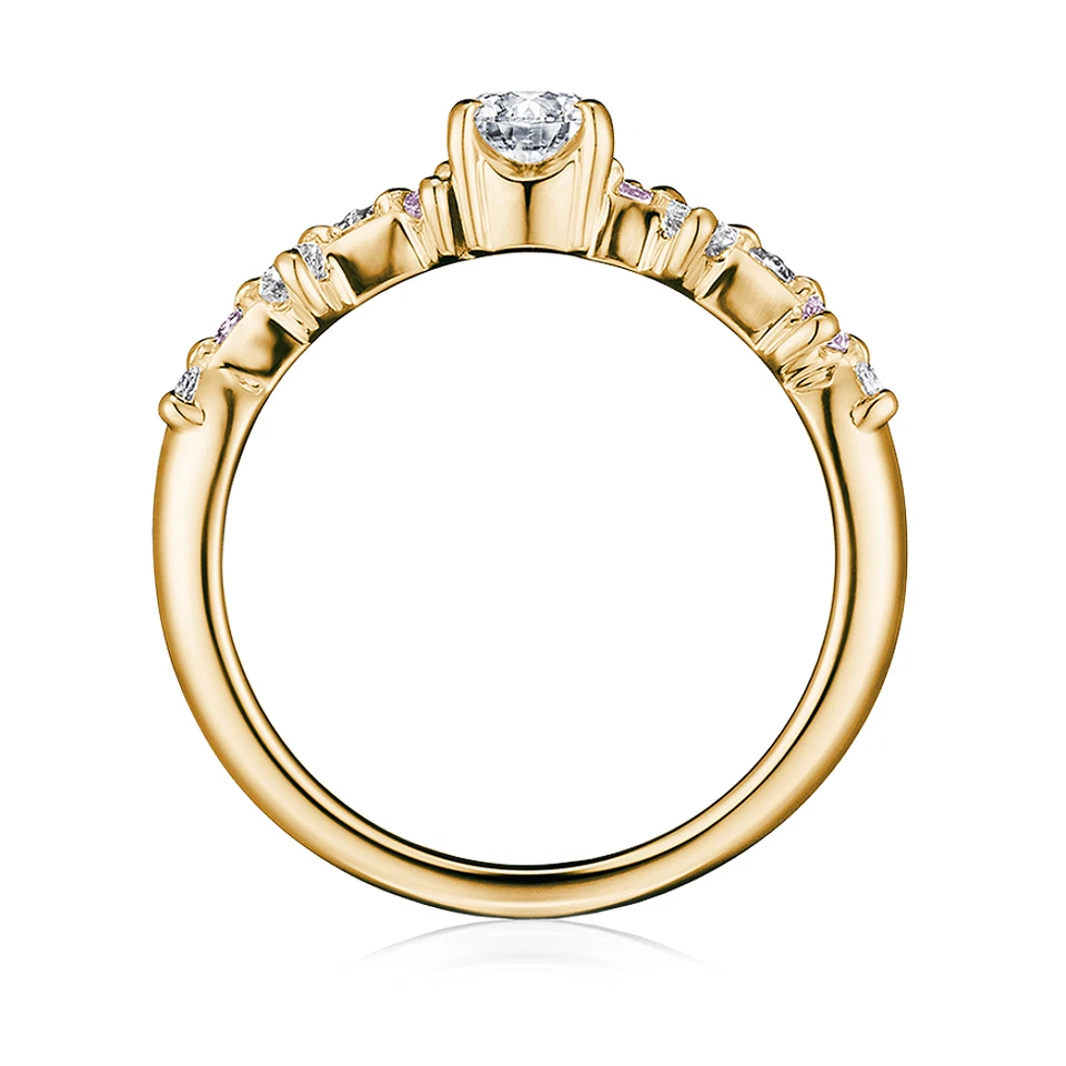 Alianza de oro amarillo de 14 K de corte redondo de 0,70 quilates con diamantes cultivados en laboratorio certificado Foto 3 de 4