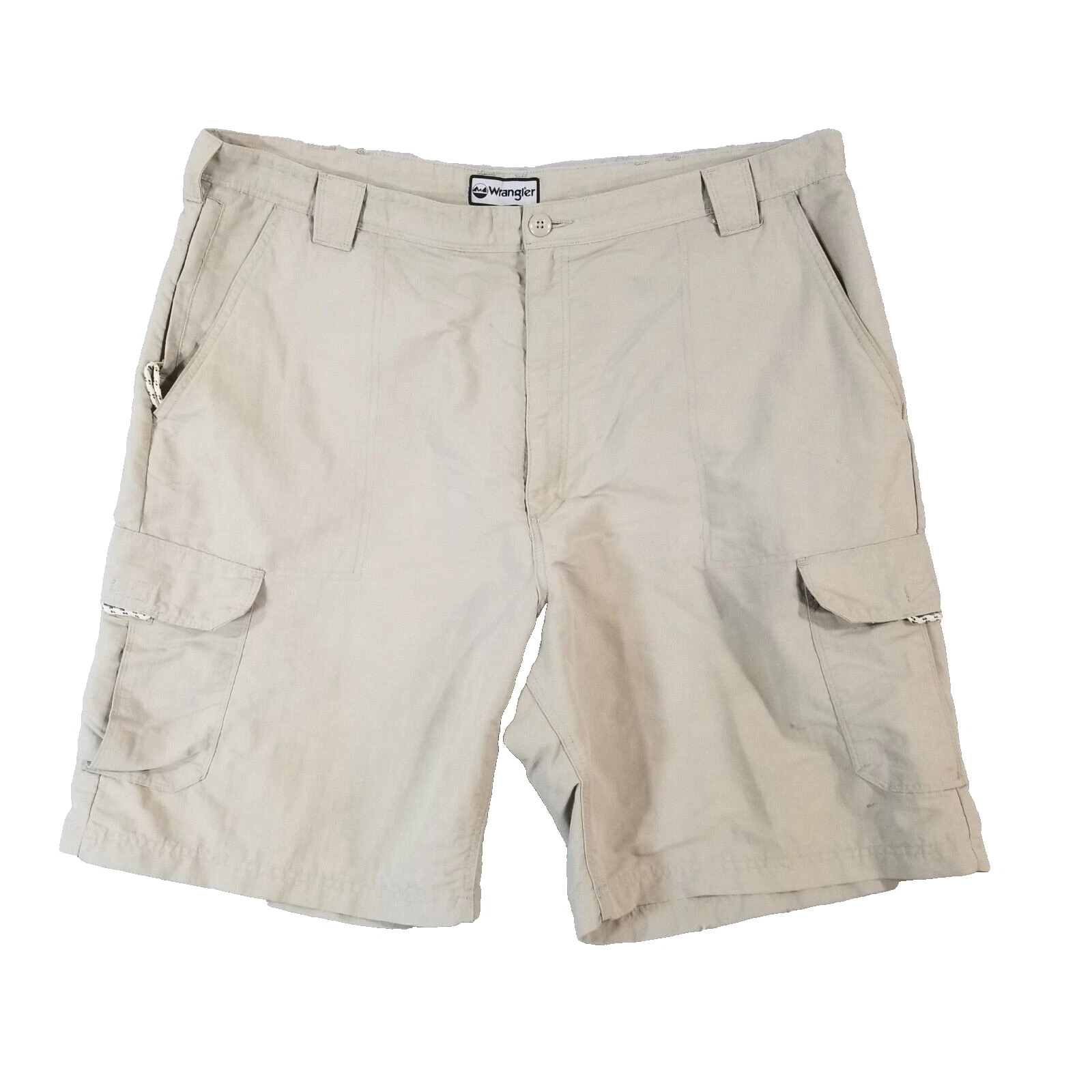 Wrangler Outdoor Cargo Shorts Mens 42x10 Beige Nylon Hiking Utility