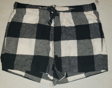 Women's Old Navy Black  White Plaid Soft Flannel Sleep Shorts MT, LT, XLT, 2XL