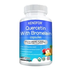Quercetin & Bromelain Veg Capsules Immune System Swollen Joints Supplement