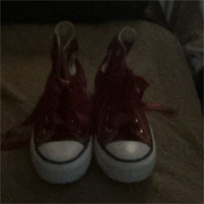 Converse Red High Top Sneakers Unisex Kids Lace Up Athletic Flat Heel