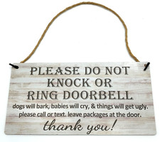 Funny Welcome Door Sign Do Not Knock or Ring Doorbell Sign 12" x 6" Rustic