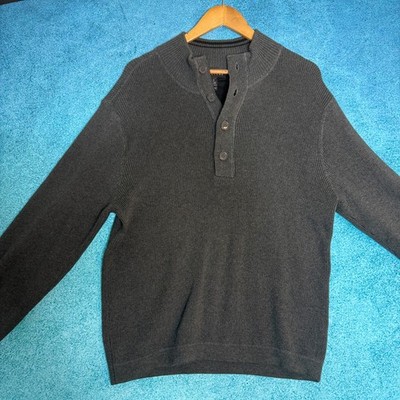 Vintage Structure Men s Sweater Pullover Gray 100% Cotton Size L Old Money Style