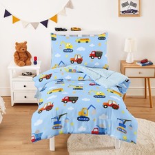 Wake In Cloud - Toddler Bedding Set Boys, Construction Car Excavator Truck, 4