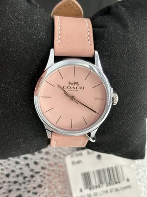 Coach Ruby Leather Strap Watch Classic Logo Case Blush Pink Silver