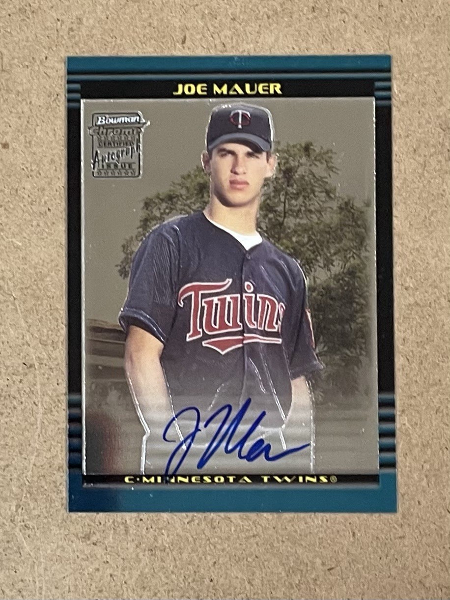 2002 BOWMAN CHROME AUTOGRAPH #391 JOE MAUER (RC)