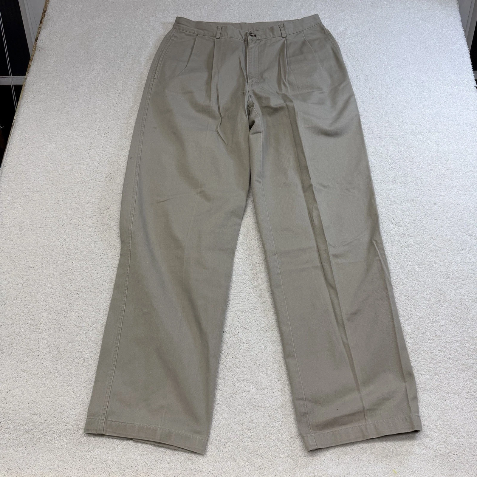 Nike Golf Pants Dri-Fit Chino Flat Front Khaki Tan Beige Size 34x32 Casual Men’s