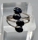 STS Vintage 925 Sterling Silver Kanchanaburi Blue Sapphire Crossover Ring Sz 7