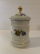 Bareuther Waldsassen Bavaria Germany Porcelain Canister #122 Floral w/ Gold Top