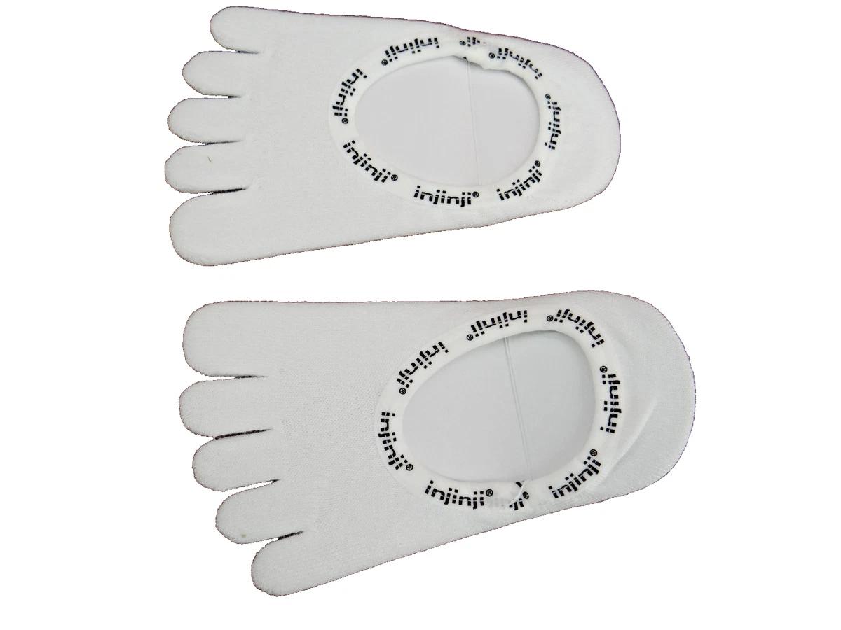 6 pares de calcetines de fitness injinji SPORT PED blancos Coolmax unisex talla L