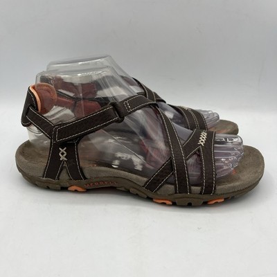 Merrell Womens Leather Outdoor Walking Sandals Cocoa/Coral