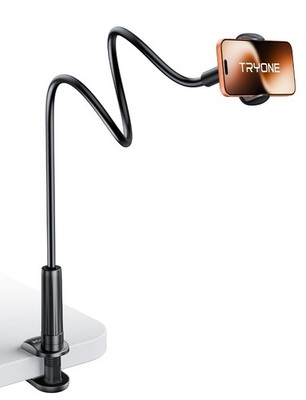 TRYONE Schwanenhals Handyhalter Ständer für Bett flexibler Arm verstellbar 01-schwarz 