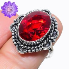 Red Garnet Gemstone 925 Sterling Silver Handmade Jewelry Ring Gift For
