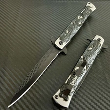 9” Black Dragon Tactical Spring Assisted Open Blade Folding Pocket Knife Hunting