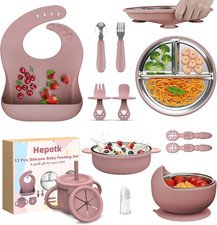 13 Pack Silicone Baby Feeding Set, Bpa-Free Stainless Steel Toddler Feeding Supp
