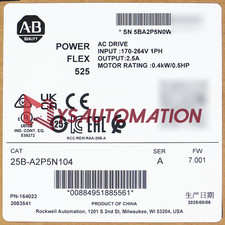 2026 New Allen Bradley 25B-A2P5N104 Ser A PowerFlex 525 AC Drive 0.4kW 0.5Hp