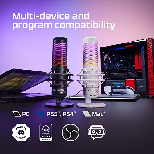 HyperX QuadCast S Standalone Microphone RGB Lighting White For