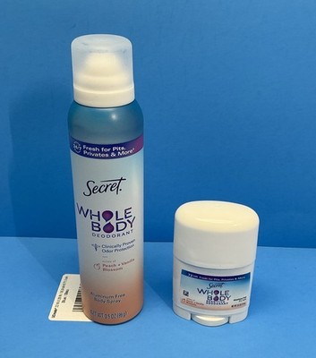 Secret Whole Body Deodorant Spray/Stick Peach & Vanilla Blossom Aluminum Free