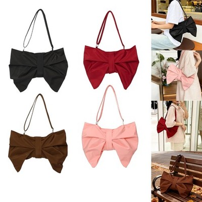 Crinkle Schleife Schultertasche für Damen stylisch Nylon leicht mit Reißverschluss Abend