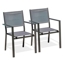 Lot de 2 Fauteuils de Jardin Empilables "Tolede" 87cm Gris Anthracite