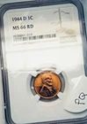 1944-D Lincoln Wheat BU 1c ~ NGC MS66 RD ~ Exact Shown ~ Excellent!