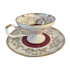 Del Mar Japan Tea Cup And Saucer Hand Painted 14 K Gold Rim