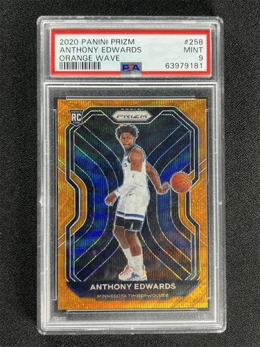 2020-21 Panini Prizm Anthony Edwards #258 Orange Wave Rookie RC /60 PSA 9 Mint