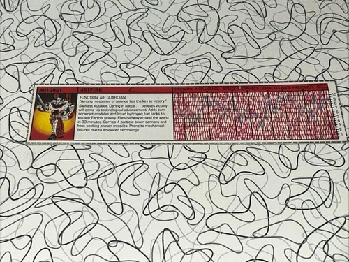 Vintage Original Transformers G1 1985 Jetfire Tech Spec