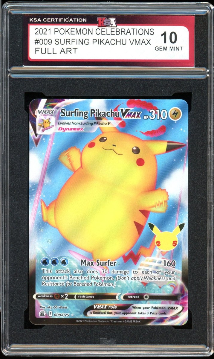 2021 Pokemon Celebrations #009 Surfing Pikachu Vmax KSA 10 Gem