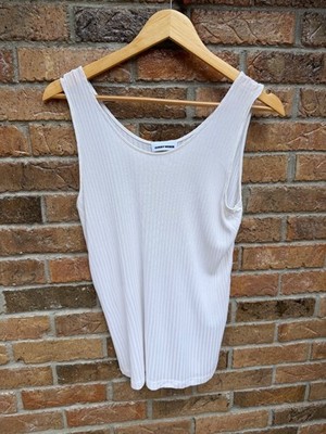 Gerry Weber White Ribbed Sleeveless Scoop Neck Tank Top