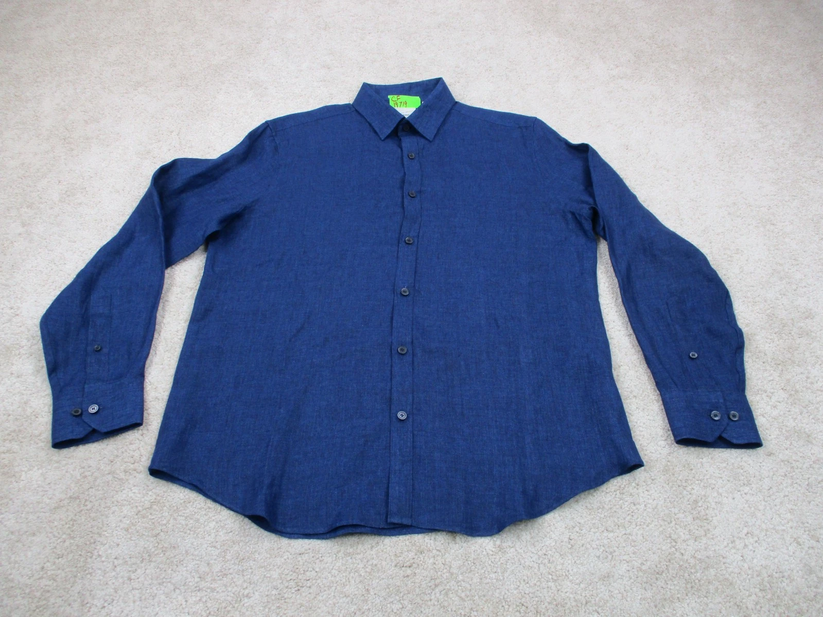 Murano Shirt Mens Medium M Blue Baird McNutt Linen Long Sleeve Casual Button Up
