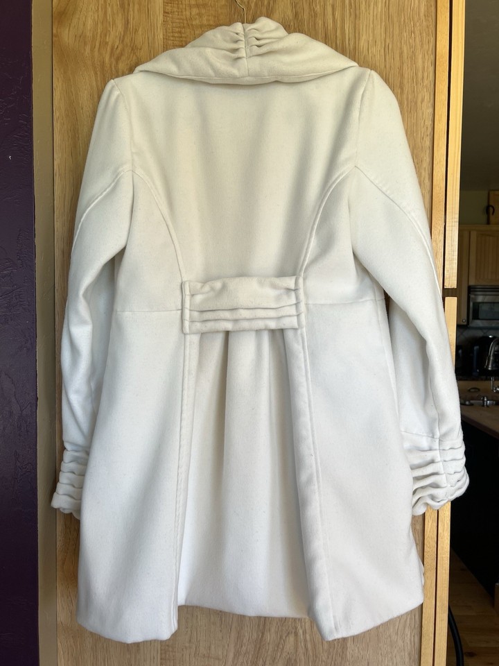 Chime Peacoat Dress Coat Size Large Cream Ivory Button Up Pockets EUC ...