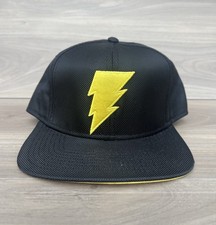 Black Adam DC Comic Snapback Baseball Cap Black Yellow Lighting