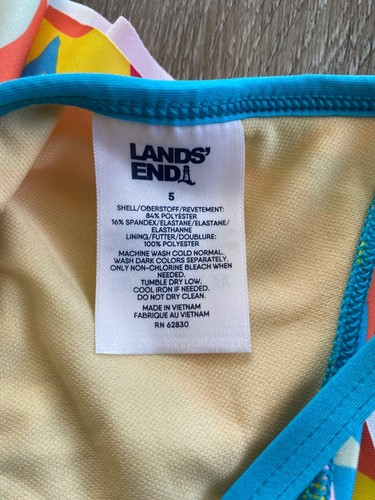 LANDS' END~NEW~Tropical Multicolor Swimwear Ruffle Tankini Top~Girl's Size 5~NWT - Picture 3 of 4