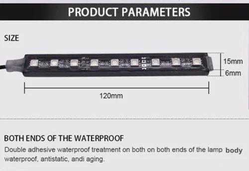 4Pcs Motorcycle RGB LED Neon Under Glow Lights Strip Kit With Remote Control US - Picture 5 of 13