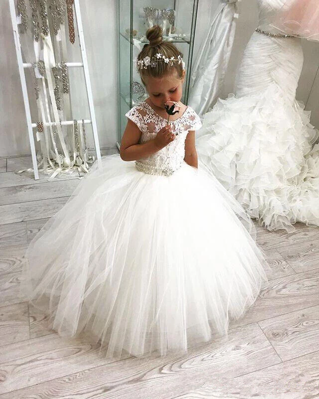 Girls Dress Bridesmaid Wedding Pageant Party Princess Communion Floral Boho Vintage Lace Dance Gown 4 14t