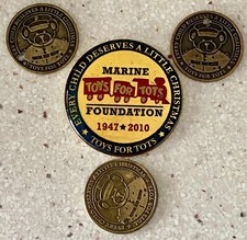 Lot of 4 Marine Toys for Tots Foundation Coins Train Bear 2010 Semper Fidelis