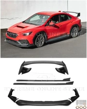For 22-Up Subaru WRX JDM CS Style Front Splitter Lip Side Skirts & Rear Spoiler