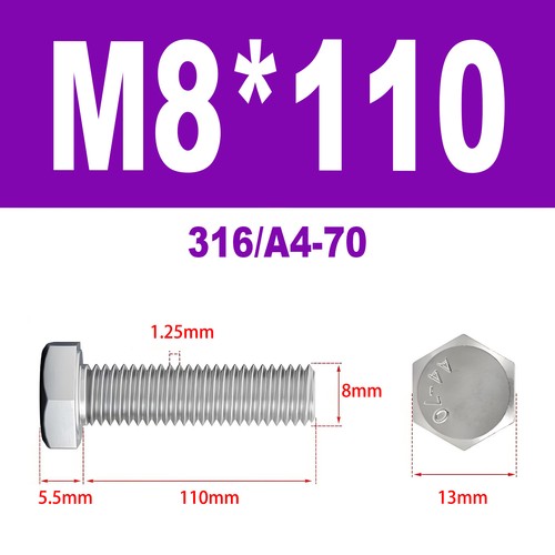 DIN 933 Sechskantschraube Edelstahl A4 V4A Vollgewinde Maschinen Schrauben M3-M8 - Bild 95 von 104