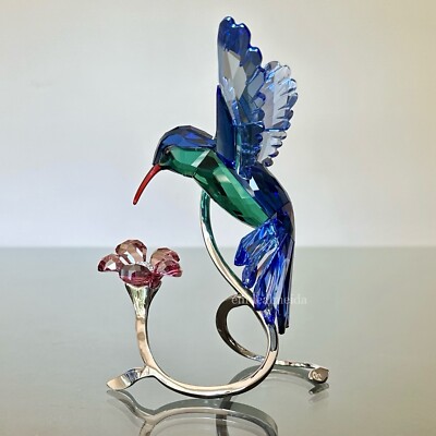 Swarovski Crystal Paradise Birds Hummingbird With Rose Flower