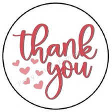 THANK YOU RED HEARTS ENVELOPE SEALS LABELS STICKERS PARTY FAVORS