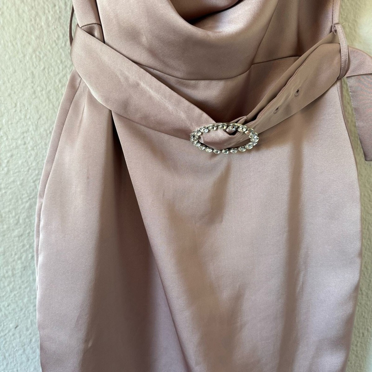 Lavish Alice Champagne Satin Cowl Neck Midi Dress Size 6 | eBay
