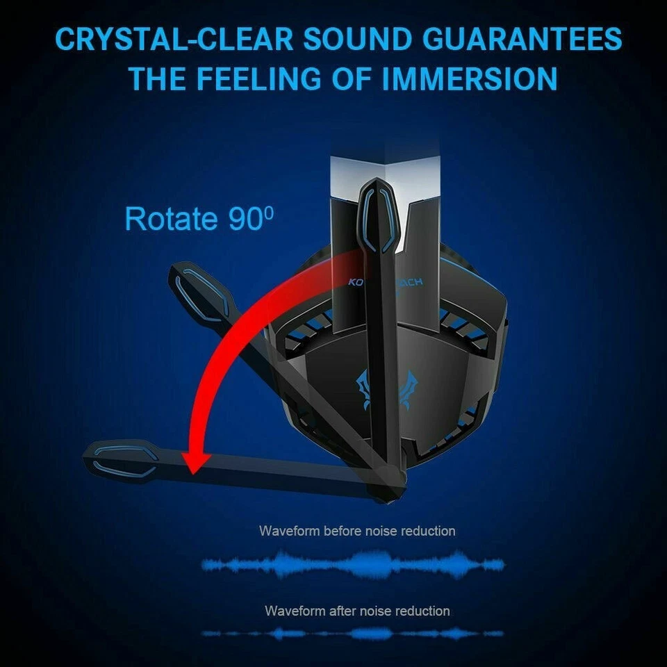 3.5mm Gaming Headset Mic LED Headphones Stereo Bass Surround For PC PS4 Xbox ONE - Image 3 of 4